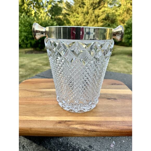 1950s VSL Art Deco Cut Crystal and Champagne Bucket Belgium 9.5” Heavy 9.6 Lb - Picture 6 of 11